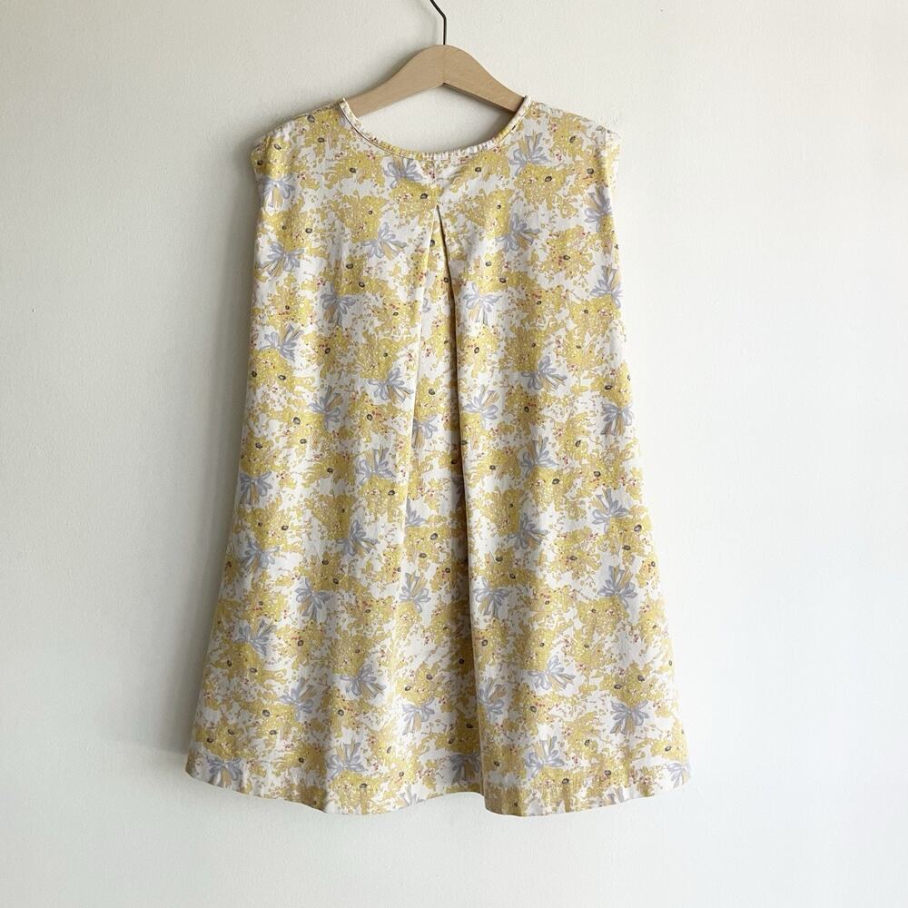 UT Uniqlo Paul & Joe Girls 7-8 A Line Dress Tunic Top Floral Bow Print Yellow - Picture 4 of 8